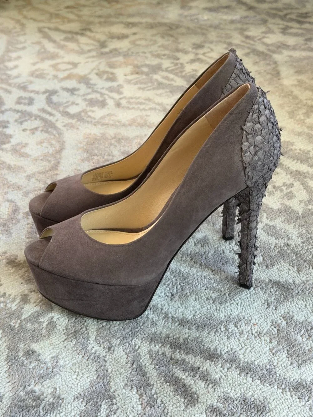 NWOT Brian Atwood Blayne Suede Peep Toe Pumps
